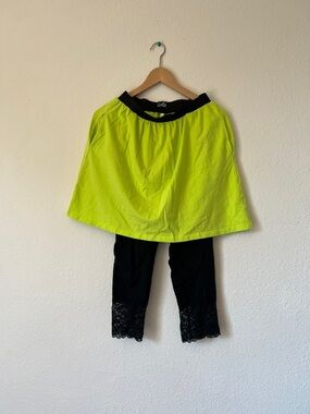 Neon Yellow Skirt with Black leggings